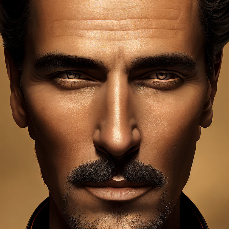 Detailed Close-Up Illustration of Man's Striking Features