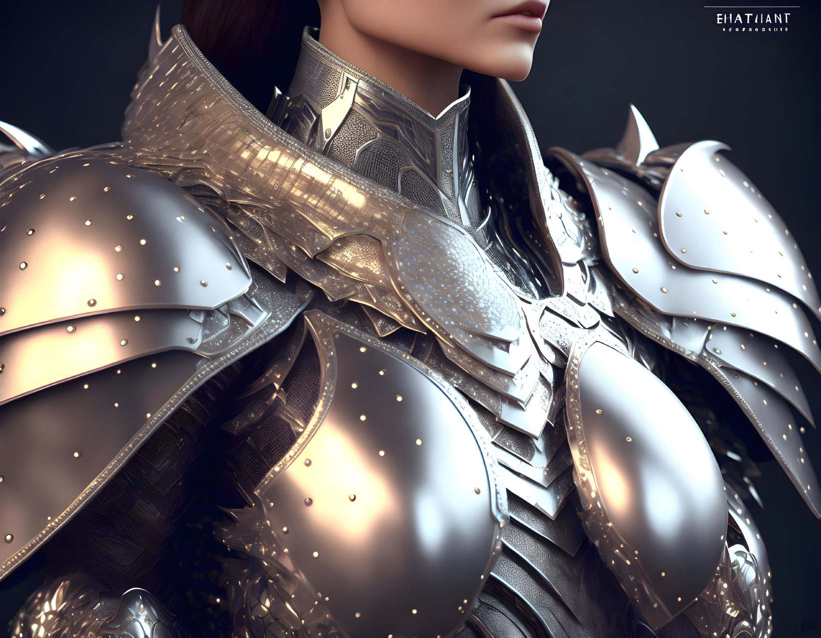 Detailed digital portrait of person in fantasy armor with intricate designs