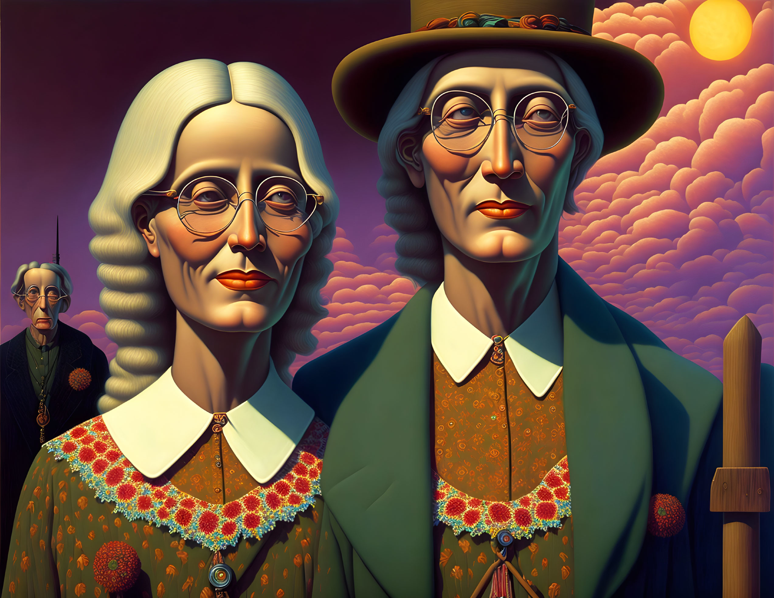 Stylized interpretation of iconic painting with oversized glasses.