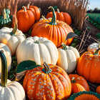 Colorful Pumpkins with Intricate Traditional and Floral Patterns