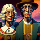 Stylized interpretation of iconic painting with oversized glasses.