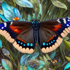 Colorful Butterfly Artwork with Ornate Wings and Intricate Quilled Background