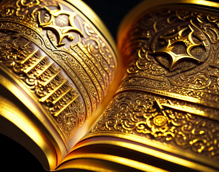 Intricate Embossed Golden Book with Ancient Luxury Aesthetic