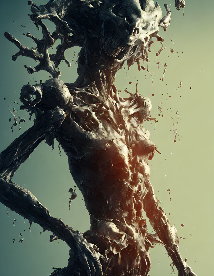 Abstract liquid human figure art: dynamic and transformative