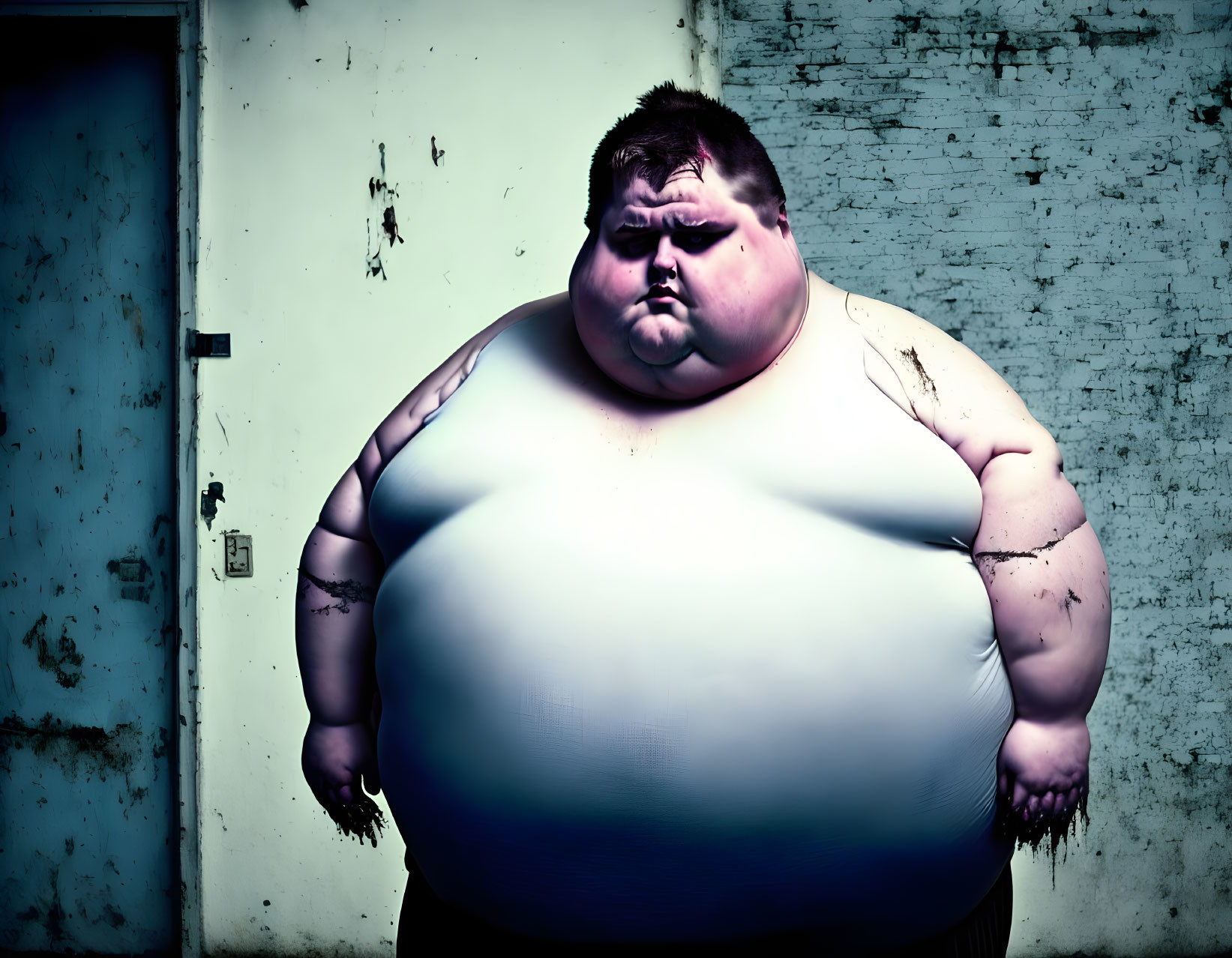 Digital Art: Obese Man by Dirty White Door