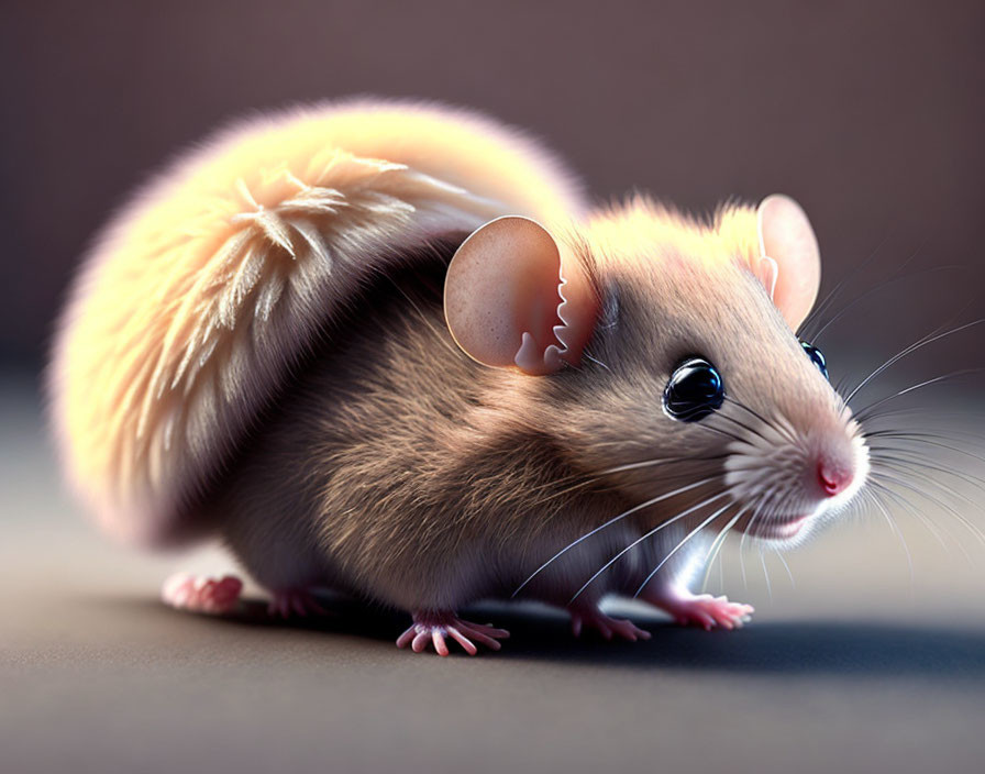 Plump brown mouse illustration on dark background