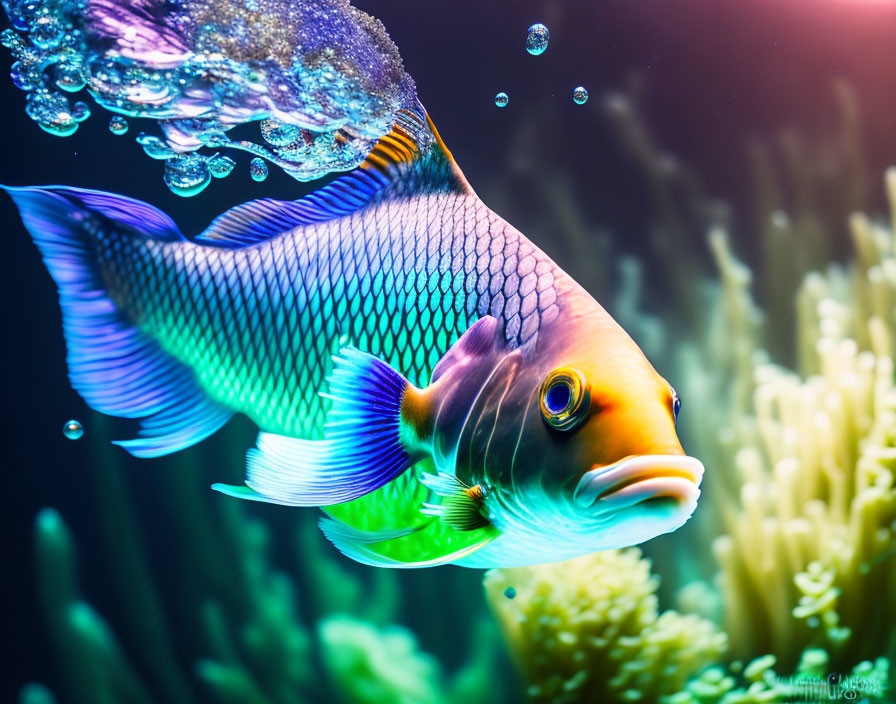 Colorful Tropical Fish Swimming Among Coral Reefs Underwater