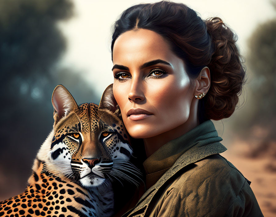 Woman and gepard
