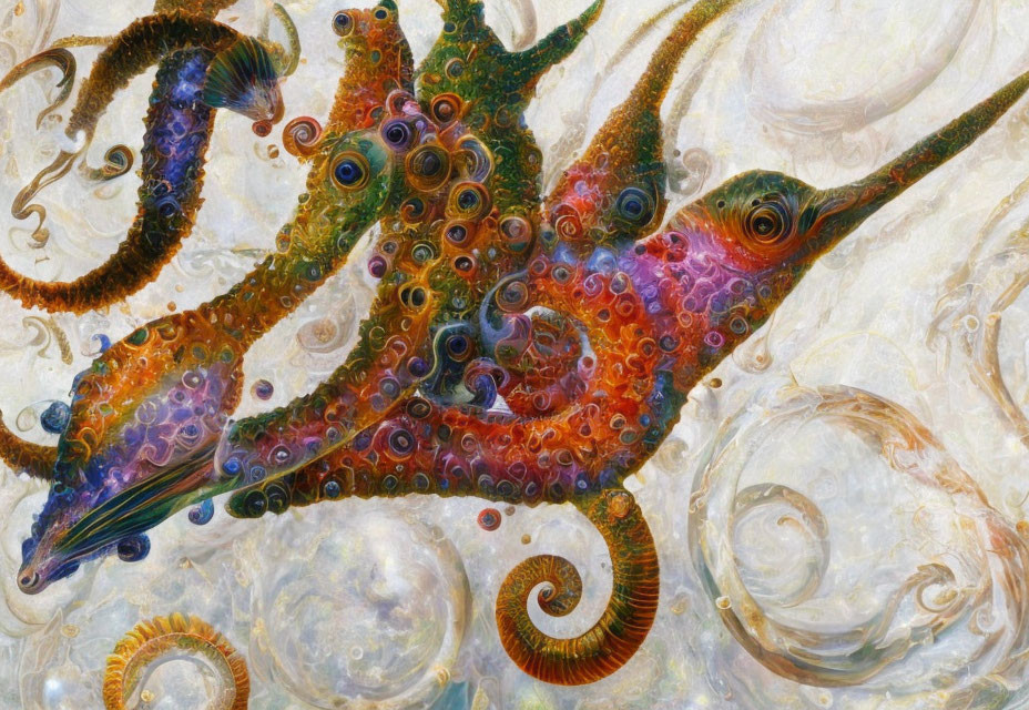 Colorful Abstract Digital Painting of Tentacle-Like Creature