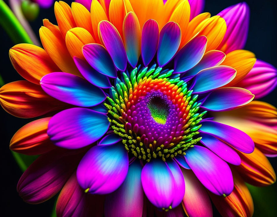 Colorful Close-Up of Gradient Daisy Flower