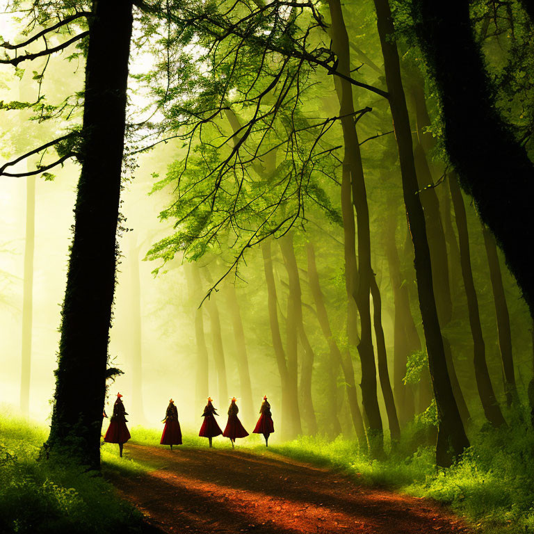  witches in forest at dusk