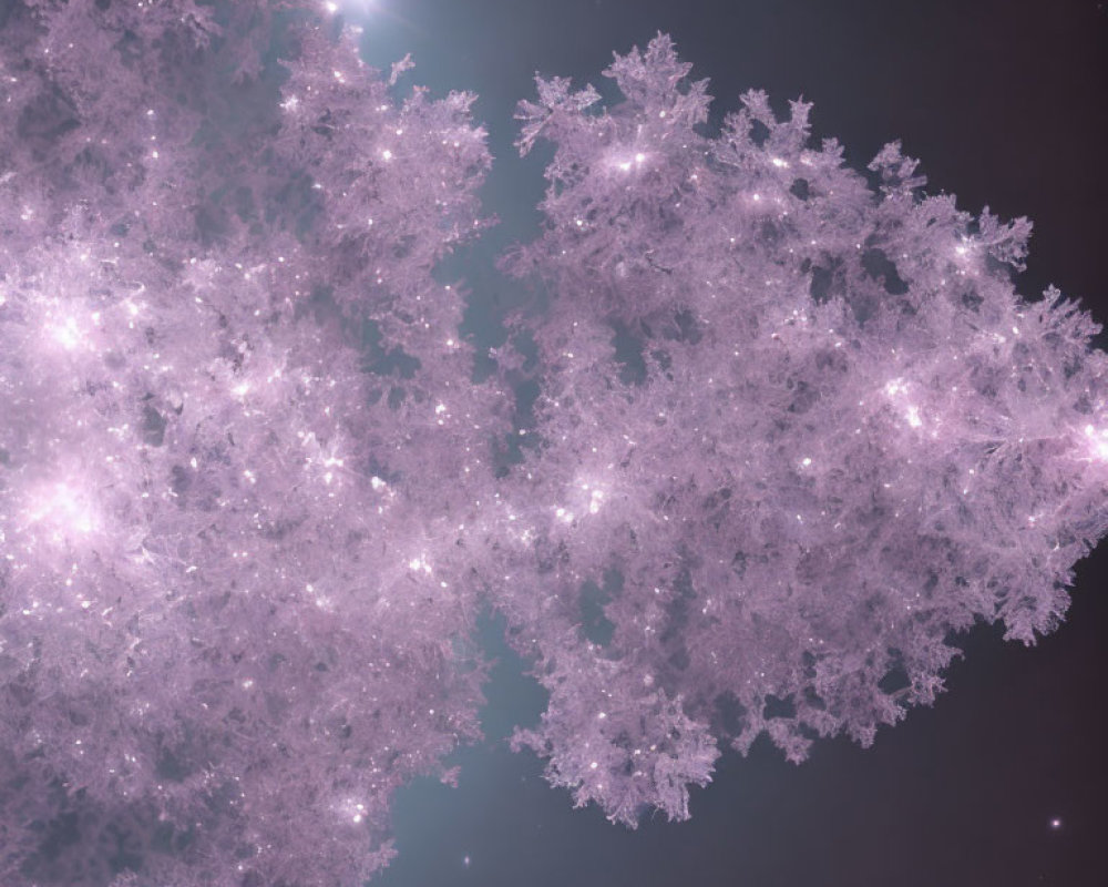 Detailed Close-Up of Shimmering Snowflakes on Dark Background