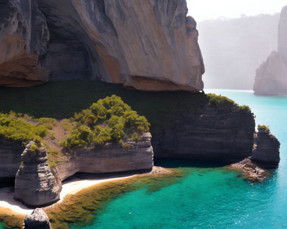 Serene Cove with Turquoise Waters and Limestone Cliffs