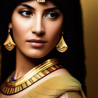 Digital illustration: Woman in ancient Egyptian royal attire.