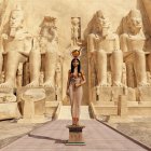 Ancient Abu Simbel temples with colossal Pharaoh Ramses II statues