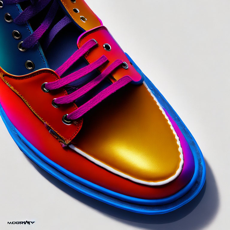 Multicolored Sneaker with Gradient Hues and Brand Logo