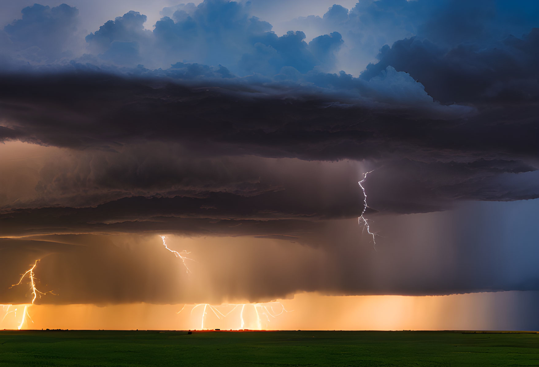 Dramatic Thunderstorm with Multiple Lightning Strikes in Dark, Brooding Sky