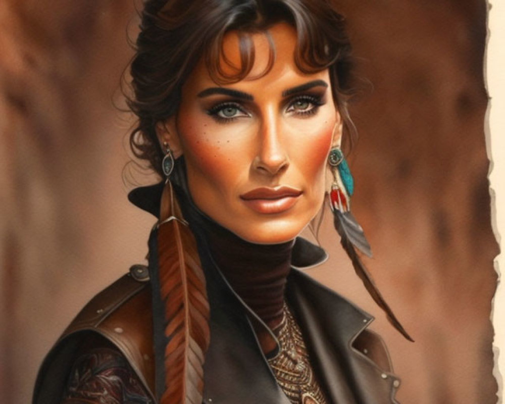 Digital painting of woman in Native American-inspired attire