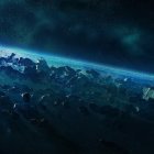 Epic Space Battlefield with Starships Amidst Stars and Nebulae