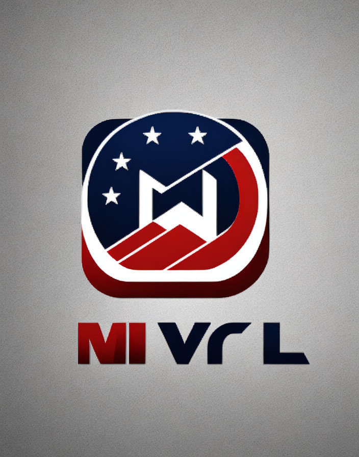 Stylized red and blue letter M logo with white stars and bold red letters "MWRL