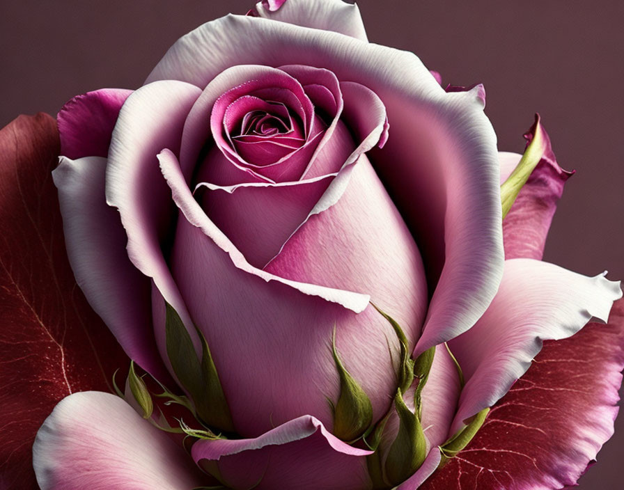 Layered Pink Rose with White Edges: Detailed Close-up Shot