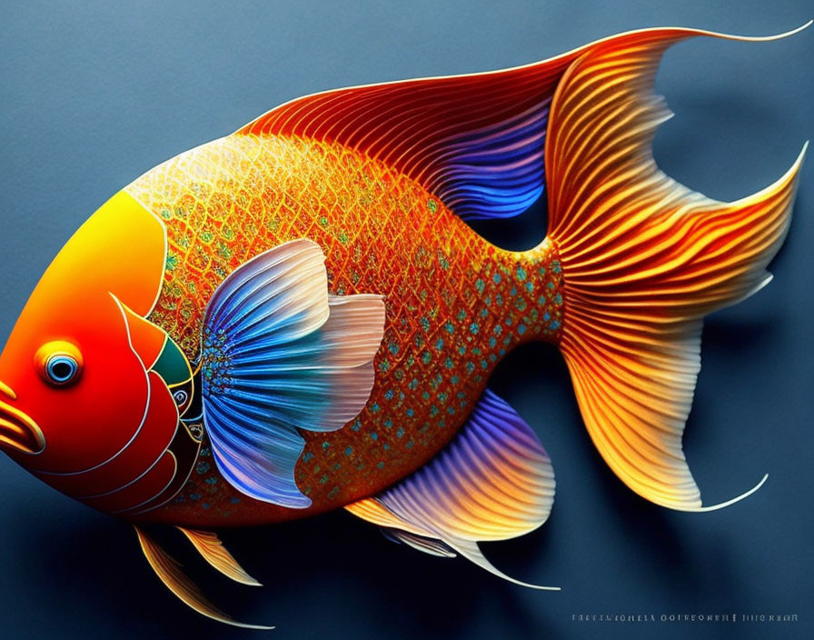 Colorful Digital Artwork: Vibrant Fish with Detailed Patterns