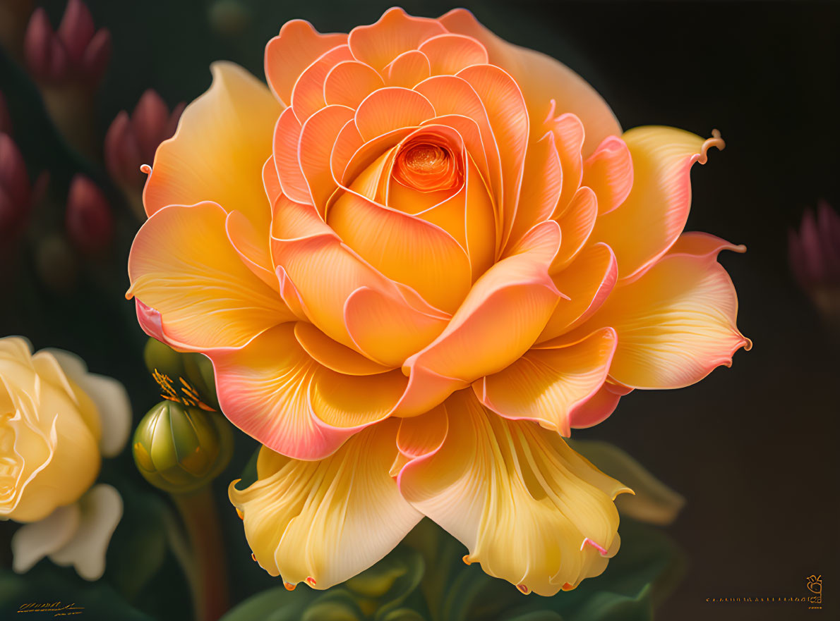 Close-up of Vibrant Orange-Yellow Rose with Layered Petals