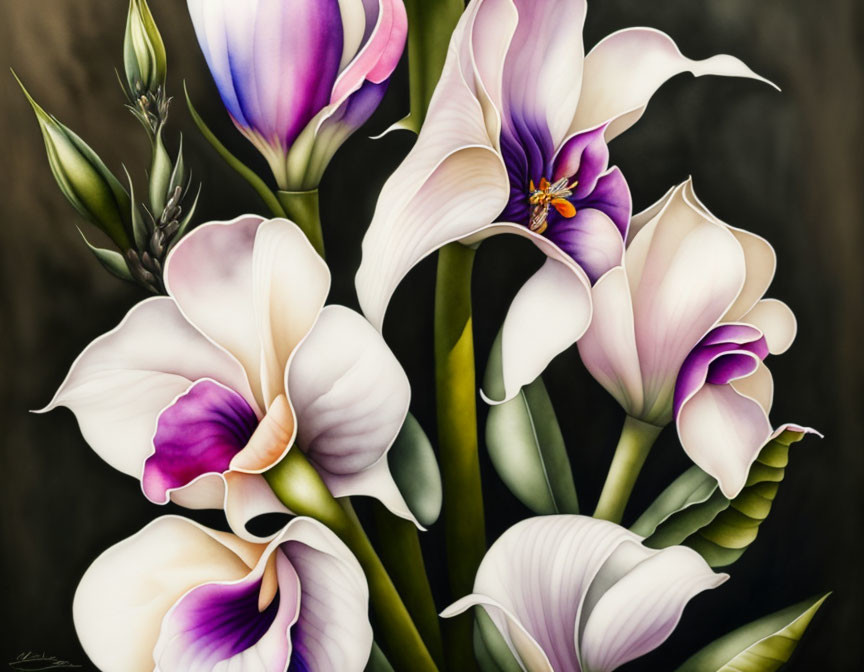 Colorful Calla Lily Painting with Detailed Petals and Insect