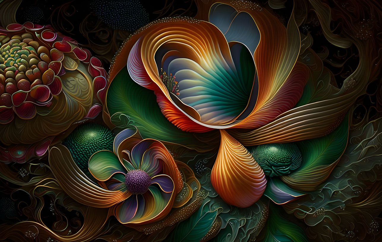 Abstract Organic Flower-Inspired Digital Art with Rich Textures