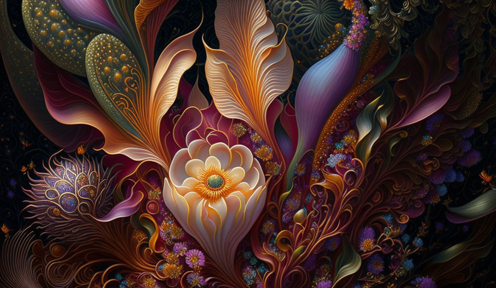 Colorful Abstract Floral Digital Artwork with Intricate Design