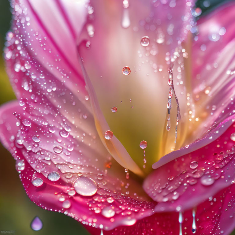 Pink flower with dewdrops showcasing nature's beauty