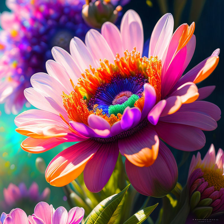 Colorful Close-Up of Pink Gerbera Daisy with Detailed Center