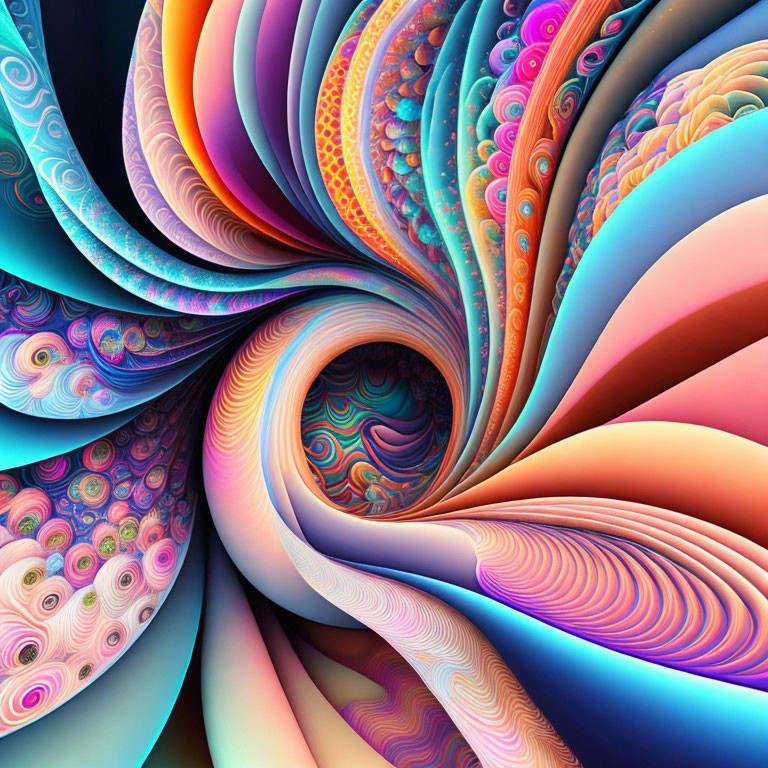 Colorful abstract fractal art with swirling patterns and intricate details