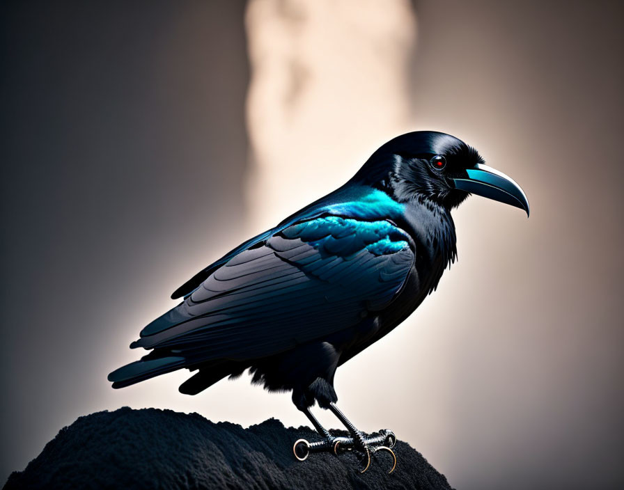 Colorful Bird with Sharp Beak on Rocky Perch