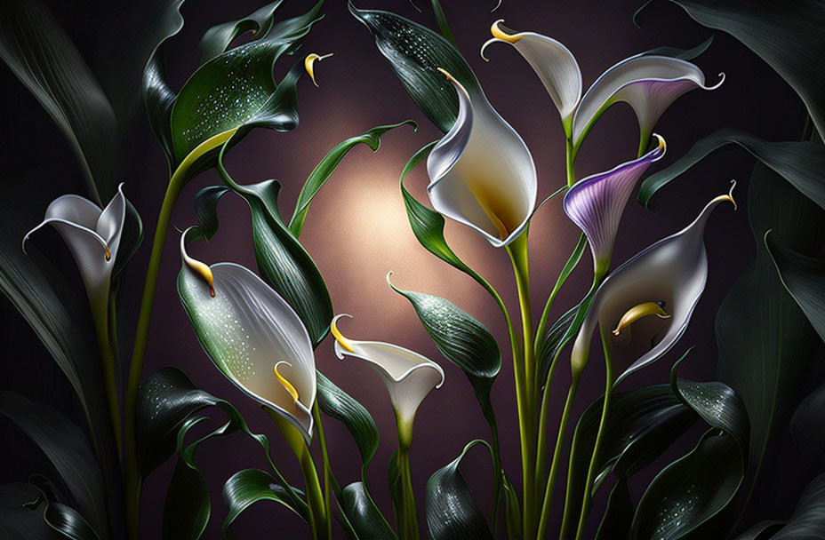 Digital Artwork: Calla Lilies with Light and Shadow Play