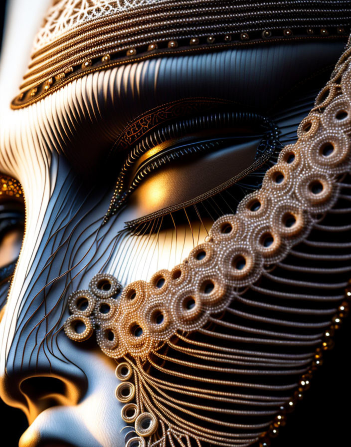 Detailed ornate mask with intricate patterns and textures around the eyes