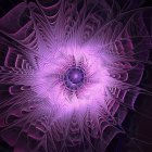 Vivid Purple Flower Digital Art with Neon Highlights