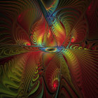 Colorful Fractal Design with Feather and Eye Patterns