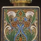 Art Nouveau Perfume Bottle with Gold, Green, & White Floral Designs