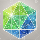 Colorful Icosahedron with Gemstone-Like Faceted Surface Gradient