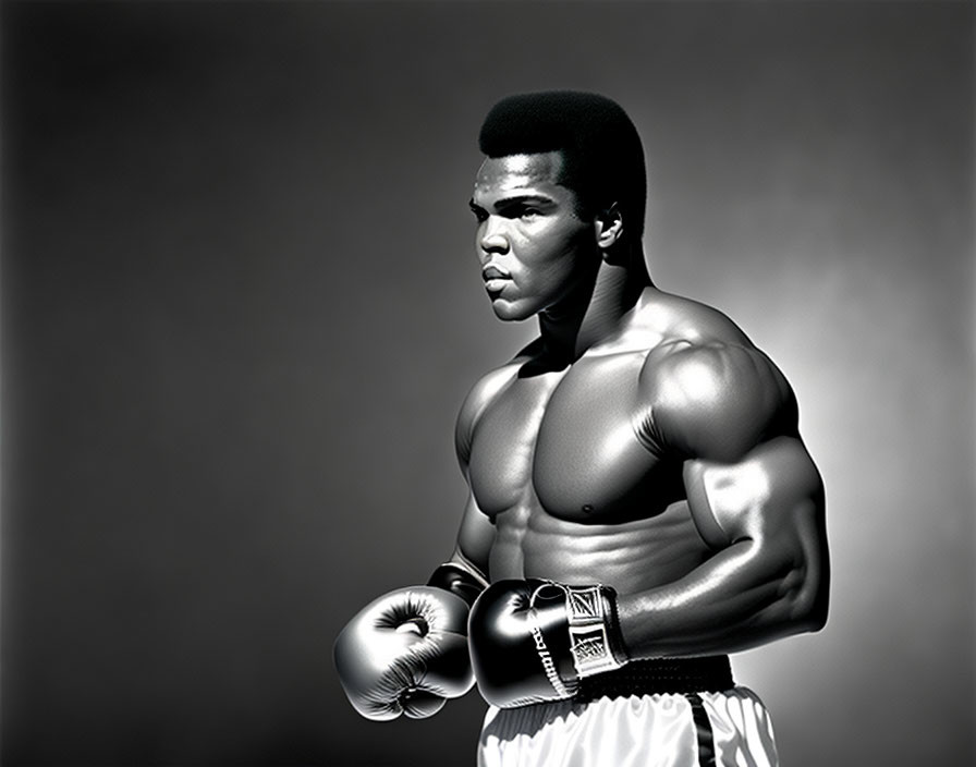 Male Boxer Portrait: Strong Physique and Focused Expression