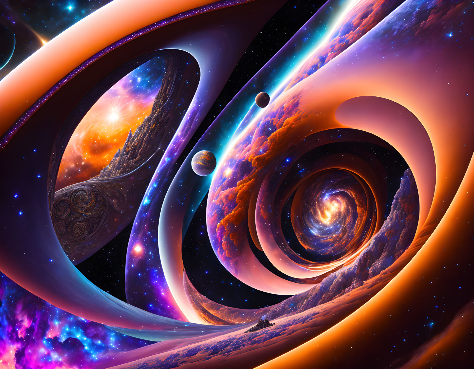 Colorful Digital Artwork of Fantastical Cosmic Scene