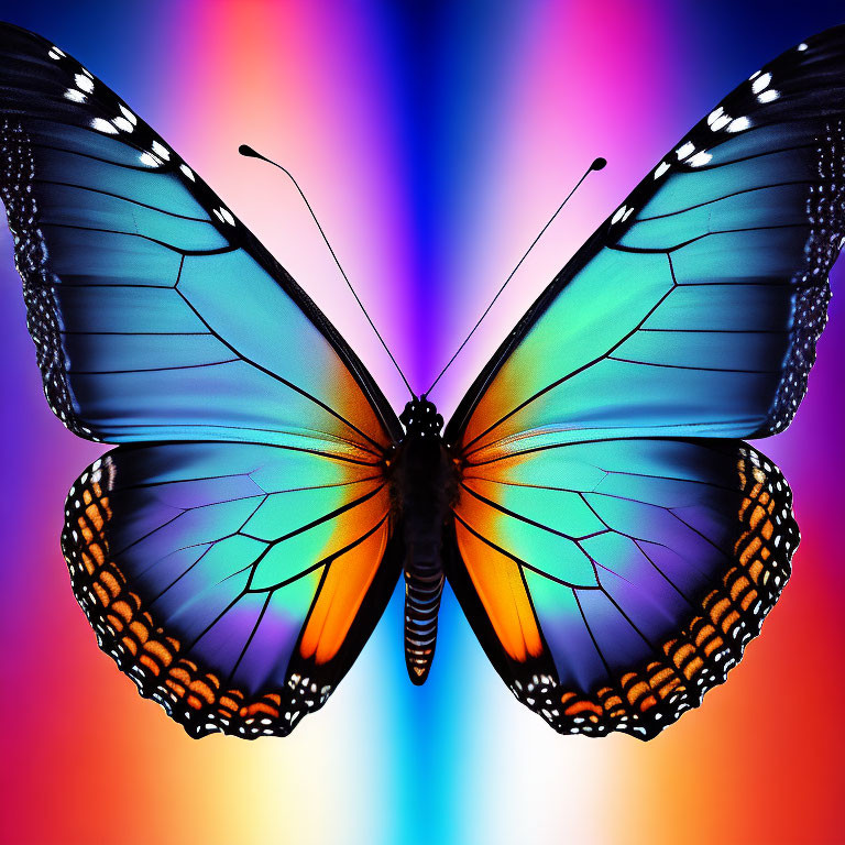 Colorful Symmetrical Butterfly Wings on Luminous Background