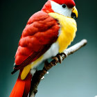 Detailed digital illustration of a vibrant bird with orange and brown plumage on a branch