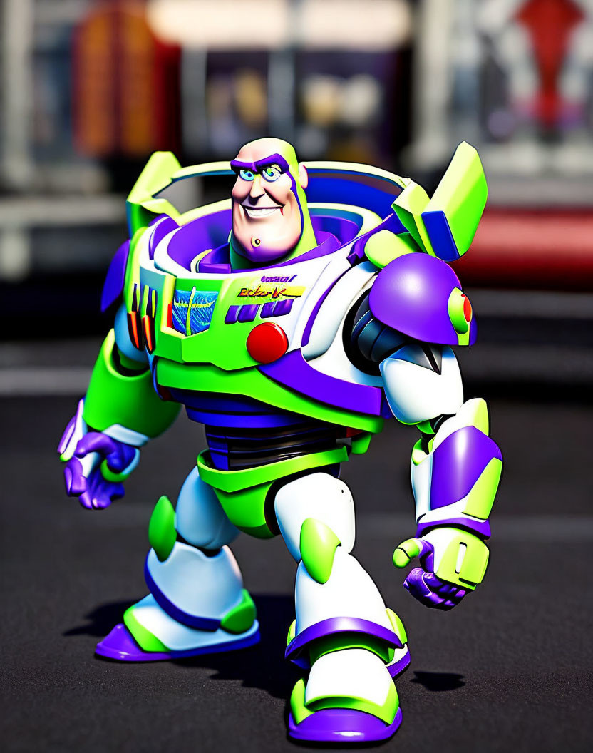 Colorful Buzz Lightyear Toy Story Figurine with Confident Pose and Smile