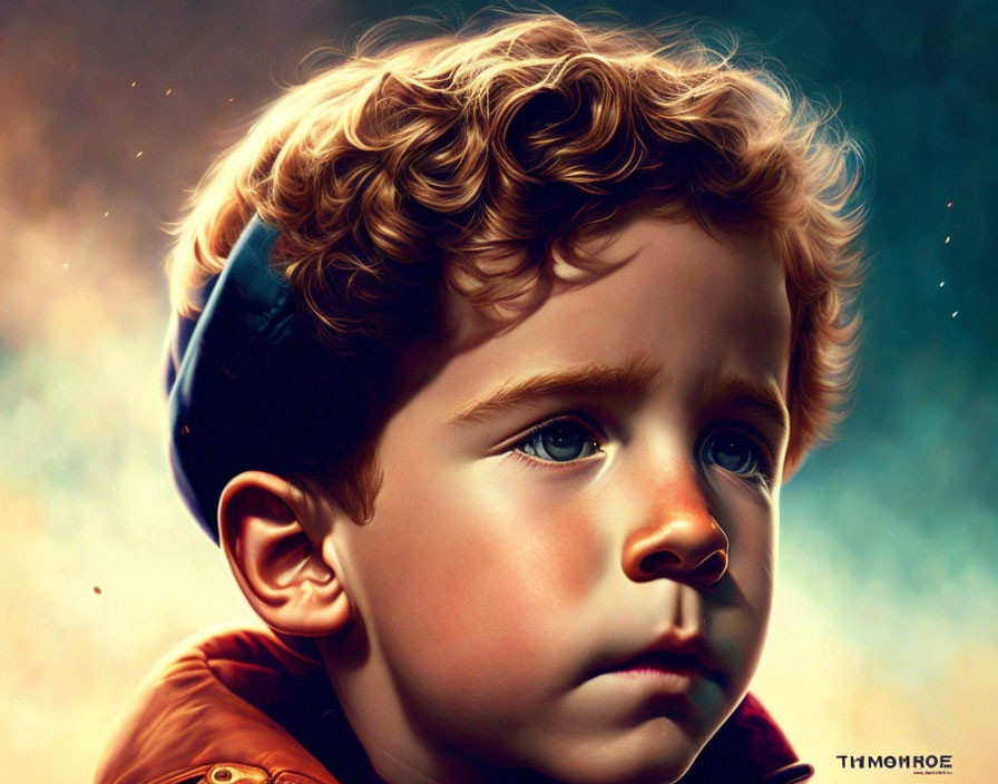 Young Child with Curly Hair in Warm Lighting