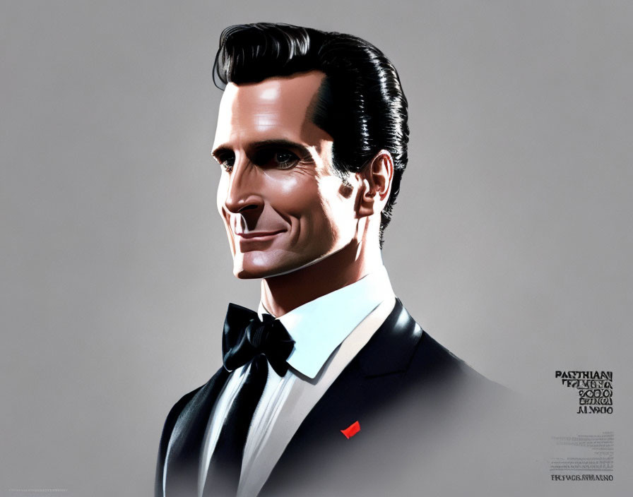 Suave man in tuxedo with bowtie and stylish hair portrait