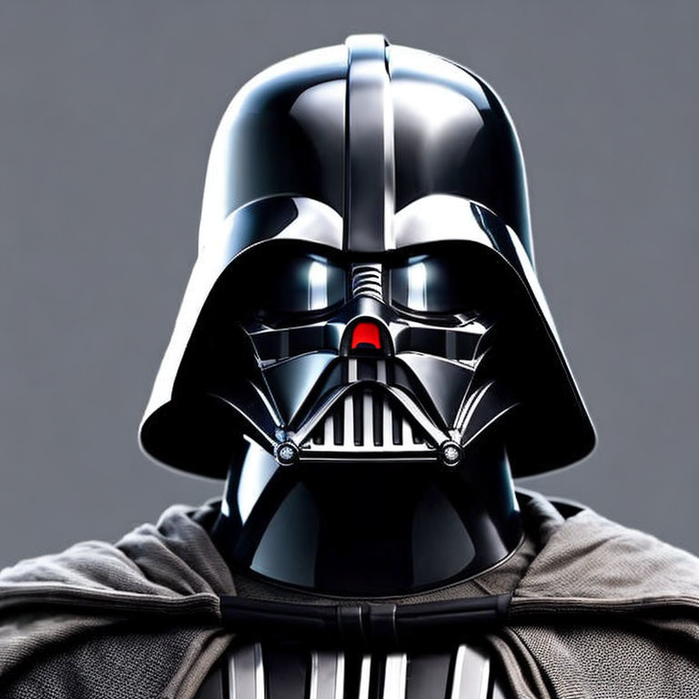 Detailed view of Darth Vader's mask and cape in close-up shot