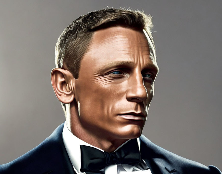 Man with Blue Eyes and Tuxedo Bow Tie Portrait