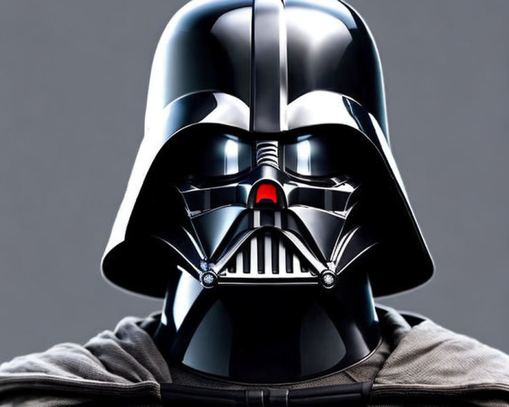 Detailed view of Darth Vader's mask and cape in close-up shot